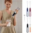 Rechargeable Electric Milk Frother Handheld Double Whisk Foam Maker Coffee Egg