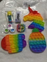 Unicorn Push Pop Bubble Sensory Fidget Toys, Rainbow Cube More New 7pcs