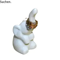 在飛比找蝦皮購物優惠-Suchenph 貓首飾托盤,白色/玫瑰金/黑色陶瓷戒指展示