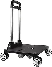 Foldable Backpack Trolley with 5 Swivel Wheels and Large Base,Luggage Cart