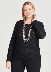 [Taking Shape] Taking Shape Elke Evening Lace Top Size 12 in Black - Plus Size Women's Tops & T Shirts Black
