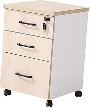 Wooden Desktop Storage Box with Lockable Drawers - Mobile File Cabinets - Desktop Storage Cabinet with Drawers - Wooden Nightstand, Office Document Ca