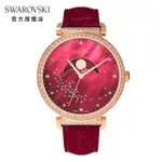 【SWAROVSKI 官方直營】PASSAGE MOON PHASE 玫金色月相鱷魚紋真皮手錶 交換禮物(PASSAGE MOON PHASE)