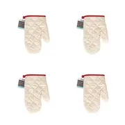 4x TopChef Mini Cotton Oven/Kitchen Cooking/Baking Mitt 1224x16.5cm Beige Asstd