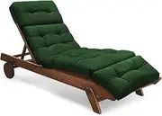 Tycdiose Outdoor Chaise Lounge Chair Cushion Waterproof 74.4 x 22 x 4.7 Inches Memory Foam Lounge Chair Cushions for Outdoor Furniture with Ties, Thickened Pool Chaise Lounge Chair Cushions, Green
