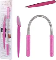 Hair Removal Spring , Kapmore Threading Hair Removal Removes Hair on the Upper Lip, Chin, Cheeks and Sideburns Including Facial Hair Epilator with Beauty Tweezers, Eyebrow Shaping Razor(Pink)