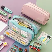 Applique Fabric Pencil Case Light Blue - One Size