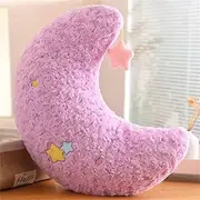 Cuddly Cushion Children's Cute Star Moon Plush Cushion Decorative Cushion Soft Fluffy Decorative Cushion Sofa Cushion for Cuddly Corner Children's Room Bedroom Decoration 50 cm (Purple, Moon)
