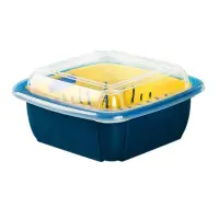 在飛比找momo購物網優惠-【小麥購物】撞色方形瀝水保鮮盒 有蓋款(瀝水 瀝水盒 瀝乾 