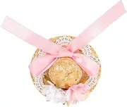 YARNOW Dog Sun Hat with Bowknot Flower Xs Decorative Party Hat for Puppies Lightweight Comfortable Stylish Pet Costume for Summer Parties Photoshoots and Special Occasions