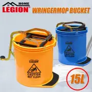 15L Mop Bucket Heavy Duty Plastic & Metal Wringer Mechanism & Roller Commercial