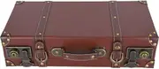 Old Style Suitcase with Straps, Wooden Storage Trunk, Vintage Decorative Suitcase Trunk Box