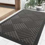 Front Door Mat Outside Entrance, Heavy Duty Outdoor Indoor 29.5" x 17" Grey