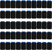 Paifeancodill Blank Beer Can Coolers Sleeves, 50 Pcs Soft Insulated Beer Can Cooler Sleeves, Foldable Blank Can Stubby Cooler Holder Sleeve Sublimation Heat Transfer, Reusable Black Bulk Can Sleeve