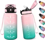 Sports Water Bottle, 500 ml, Suitable for Carbonated Drinks, Sports Water Bottle, Leak-Proof with Time Marking, Drinking Bottle with Straw, Sports Bottle for Fitness, Gym, School, Outdoor, Yoga