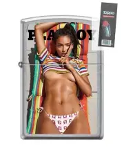 Zippo 86661 Playboy Cover Woman with Braids Bikini Lighter + FLINT PACK