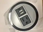 Byrne Power Data Center Node Silver/Black 1-Outlet 1-2port USB Interlink #9821