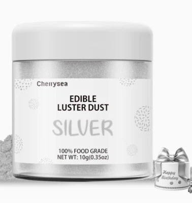 Silver Edible Luster Dust 10 Grams,Food Grade Cake Luster Dust Tasteless Dessert