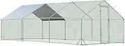 Costway Large Spire-Shaped Chicken Coop, Galvanized Metal Hen House with Waterproof & Sun-Protective Cover, Walk-in Pen Run for Chicken, Rabbits, Ducks, Poultry Cage, Rabbit Hutch Ferret Cage