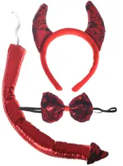 Plush Metallic Red 3 Piece Devil Costume Accessory Kit