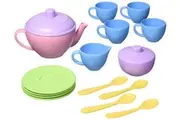 Green Toys Tea Set, Pink CB - 17 Piece Pretend Play, Motor Skills, Language Communication Kids Role Play Toy. No BPA, phthalates, PVC. Dishwasher Safe, Recycled Plastic, Made in USA.