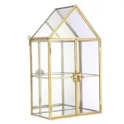 2 Tier Clear Glass Storage Box, Gold Mirrored Jewelry Makeup Display Organize...