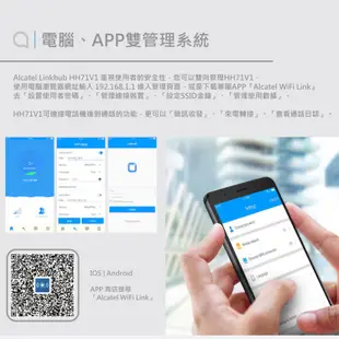 Alcatel 4G 2CA Wi-Fi無線雙頻路由器-LINKHUB HH71V1(附SIM轉接卡)無線分享器廠商直送