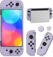 Dockable Case for Nintendo Switch OLED Model 2021, Soft TPU Protective Cover Case for Switch OLED Console and Joy-con Controller with 2 Pcs Thumb Grip