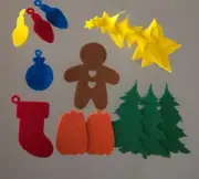 Felt Fabric Die Cuts Christmas Tree Star Stocking Gingerbread Man Lights Pumpkin