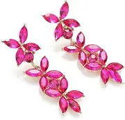 [Moiegouct] Fashion Rhinestone Dangle Earrings Marquise Crystal Long Dangling Earrings for Women Wedding Prom Costume