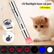 Mini LED Flashlight Penlight UV Light Red Green Laser Cat Pet Toy USB Charging