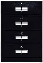 File Cabinet Filing Cabinet Small Short Cabinet with Locking Drawer Under The Desk Activity Cabinet 4 Drawer Data Office Cabinet Bedside Small Cabinet Tin Cabinet Office Drawer(Black)