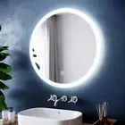 Bathroom LED Mirror Anti-fog Touch Control Illuminated Wall Hung Round 62x62cm