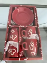 8pc Espresso Coffee Cup Set Red