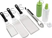 Metal Spatula Set of 6 - Griddle Accessories kit - Grill Flat Spatula Pancake Flipper Hamburger Turner - Metal Utensil Great for BBQ Grill Flat Top Cast Iron Griddle - Commercial Grade