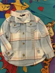 BNWT YOUTH MEMBER'S MARK SHACKET XS 4/5 PLAID RELAXED FIT PINK BLUE