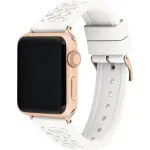 【COACH】APPLE WATCH 錶帶 38/40MM 適用 矽膠錶帶 - 白色X玫瑰金 99狂買節(不含手錶)