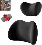 Car Headrest & Lumbar Support Cushion, Car Headrest Cushion, Ergonomic Car Seat Headrest & Lumbar Cushion with Adjustable Strap for Neck Back Pain Relief for Office Chair or Car Seat(Black,2set)