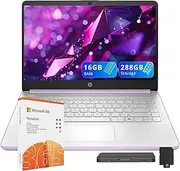 [HP] Flagship 14" HD Student&Business Laptop W/1 Year Office 365&AI-Copilot, Intel N150 CPU(Beats i3-1115G4), 16GB RAM, 288GB Storage (128GB UFS + 160GB Docking Set), Webcam, Bluetooth, Win 11s, Purple