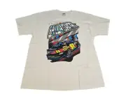 Vintage Sam Gallagher Rare White Racing Graphic T-Shirt Seymore Motor Sports New