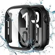 Tensea for Waterproof Apple Watch Screen Protector Case Series 10 46mm Accessories, iWatch Protective PC Face Cover Built-in Tempered Glass Film, Sweatproof Bumper for Women Men, 46 mm