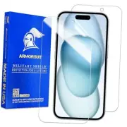 2 Pack Screen Protector for iPhone 15 [6.1-inch] Case Friendly MilitaryShield