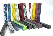 PEN KIT MALL - 10 ASSORTED ACRYLIC PEN BLANKS FOR PEN TURNING - Assorted colors & Designs - 5/8 X 5/8 X 5