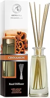 Cinnamon Reed Diffuser w/Natural Essential Cinnamon Oil 100ml - Fresh & Long Lasting Fragrance - Gift Set w/ 10 Bamboo Sticks - Best for Aromatherapy - Spa - Home - Office - Boutique