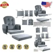 Plush Foam & Velvet Replacement Cushions for Glider Rocking Chairs, 5 PCS