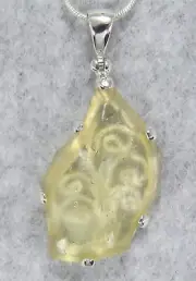 LIBYAN DESERT GLASS PENDANT $135 Tektite 925 Sterling Jewelry STARBORN LG135-P6