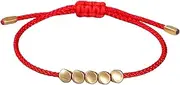 [MENGLINA] Women Men Handmade 5 Irregular Brass Copper Beads Tibetan Bracelet Chinese Feng Shui Lucky Red String Adjustable Rope Chain Couple Bracelets Distance Friendship Lovers Promise Gifts