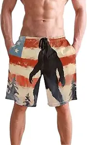 [XYMZR] Sasquatch America Tree Men's Swim Trunks Quick-Dry Bathing Suit Swimming Board Shorts S