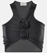 [Coperni] Coperni Floral-appliqué crop top AU 16 black