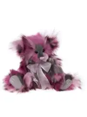 Charlie Bears 2024 Peony Plush Teddy Bear Purple Long Fluffy with Bow Rare